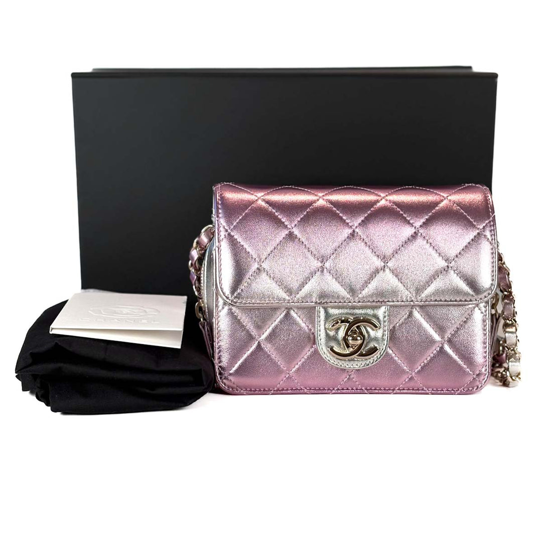 Chanel Classic Flap Seasonal Small Metallic Pink