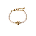 Pre-owned Chanel Pearl CC Heart Bracelet 24P