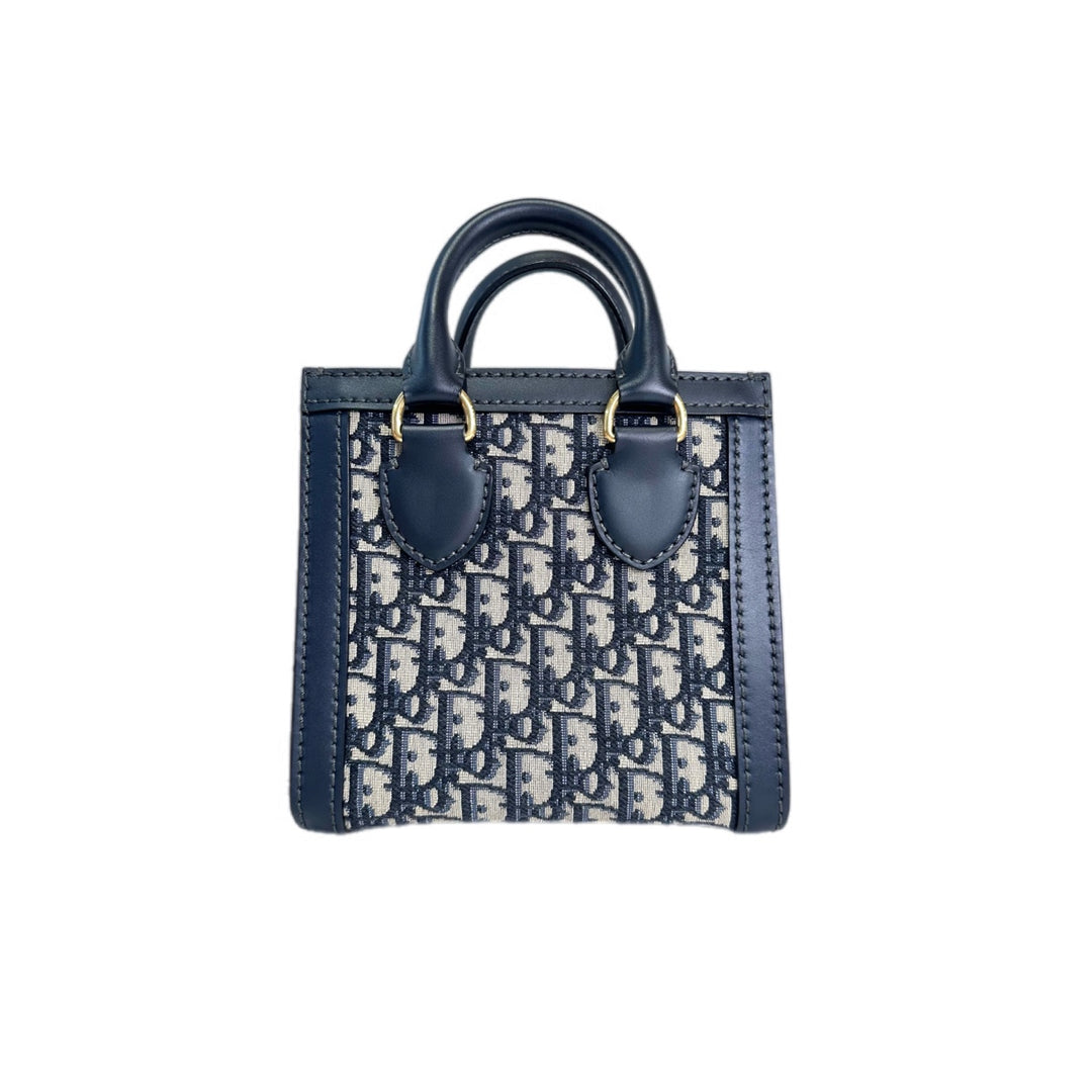 Dior Mini Blue Oblique Canvas Tote Bag