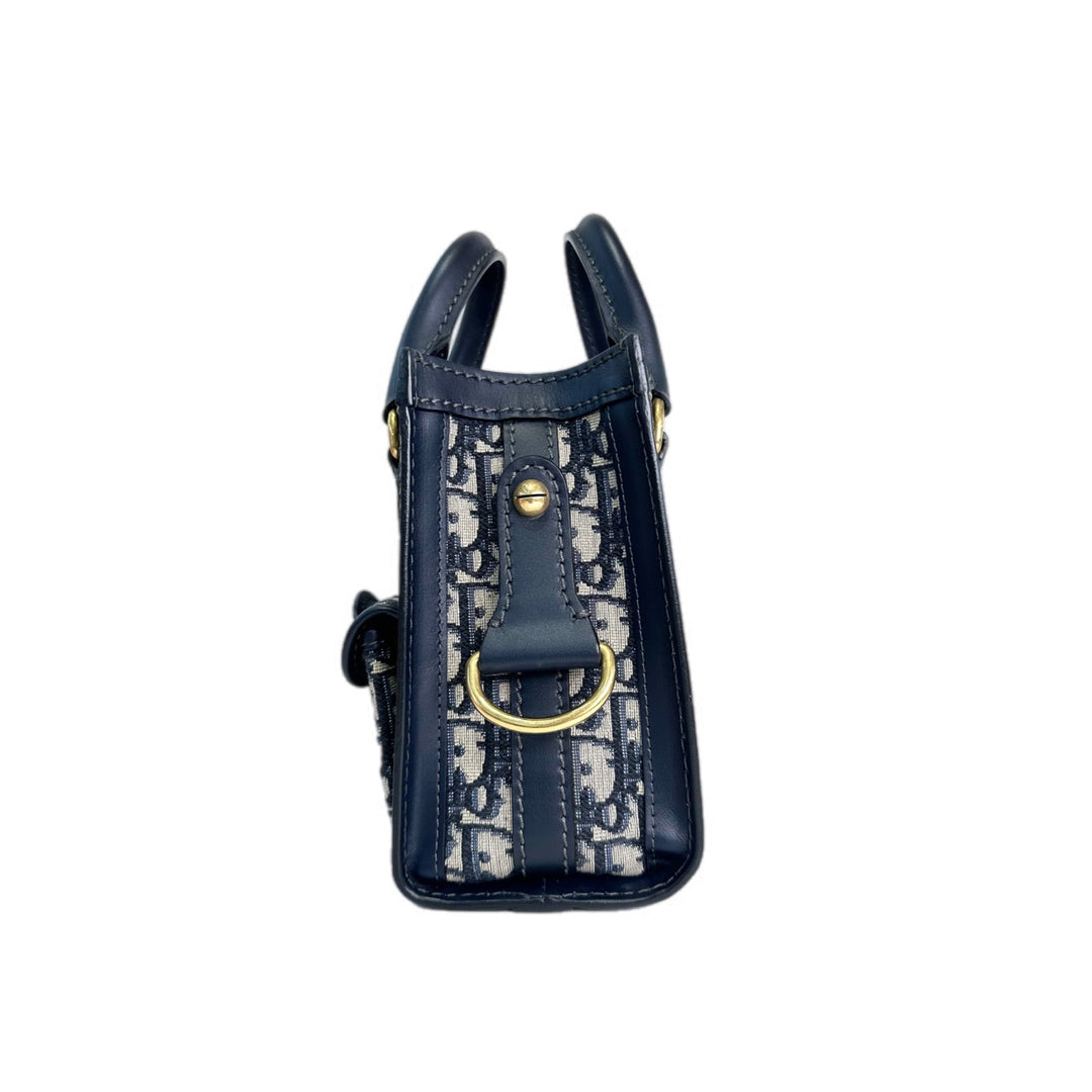 Dior Mini Blue Oblique Canvas Tote Bag
