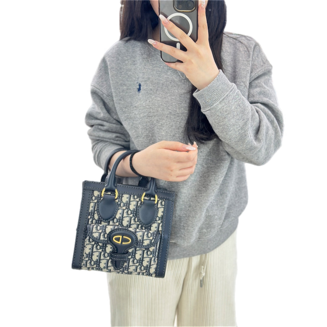 Dior Mini Blue Oblique Canvas Tote Bag
