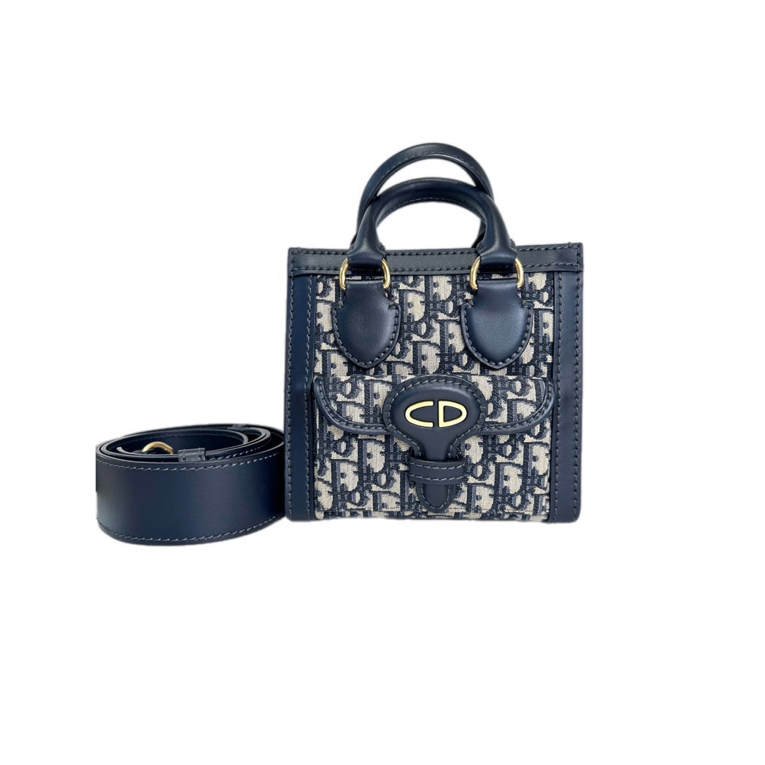 Dior Mini Blue Oblique Canvas Tote Bag