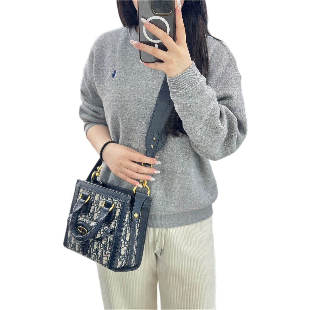 Dior Mini Blue Oblique Canvas Tote Bag