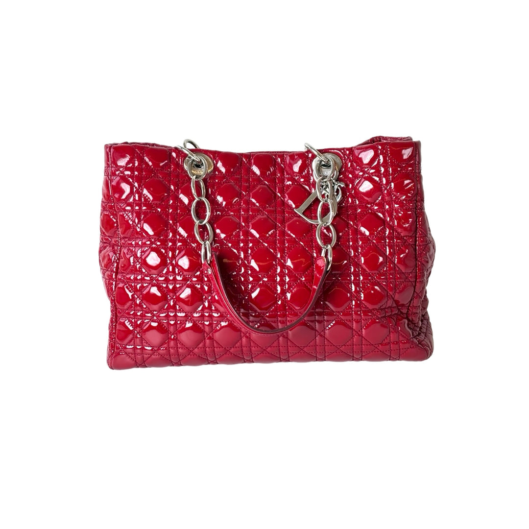 Dior Soft Red Shopping Tote Patent Bag