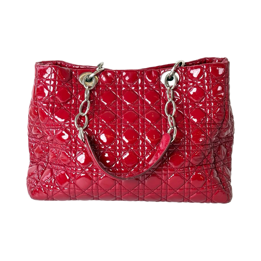 Dior Soft Red Shopping Tote Patent Bag