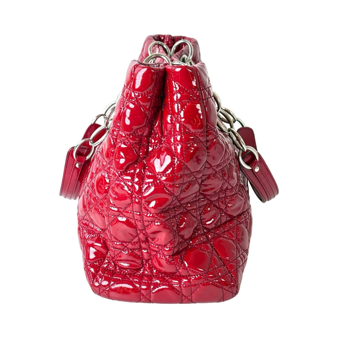 Dior Soft Red Shopping Tote Patent Bag