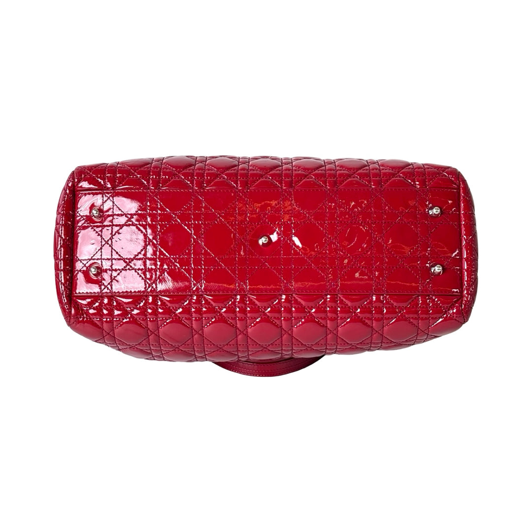 Dior Soft Red Shopping Tote Patent Bag