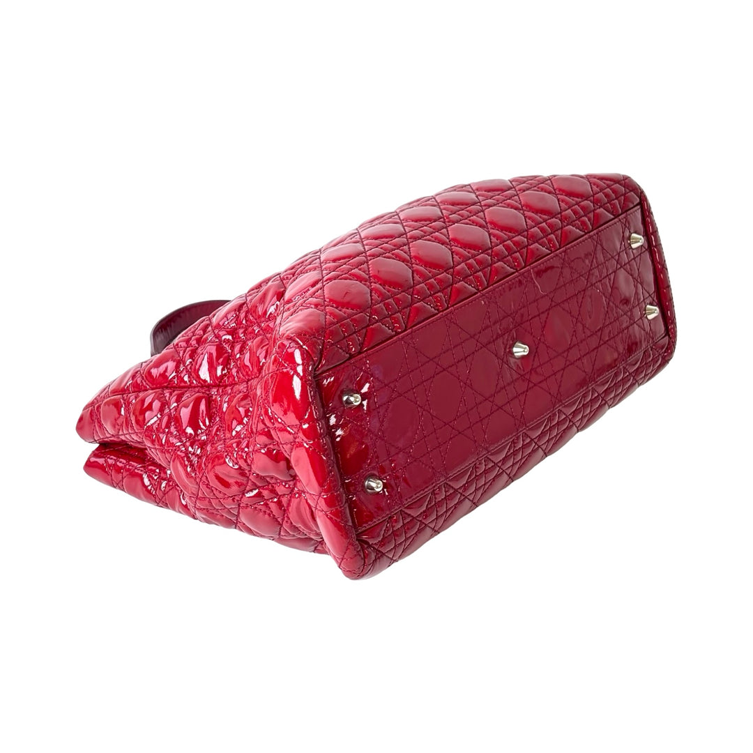Dior Soft Red Shopping Tote Patent Bag