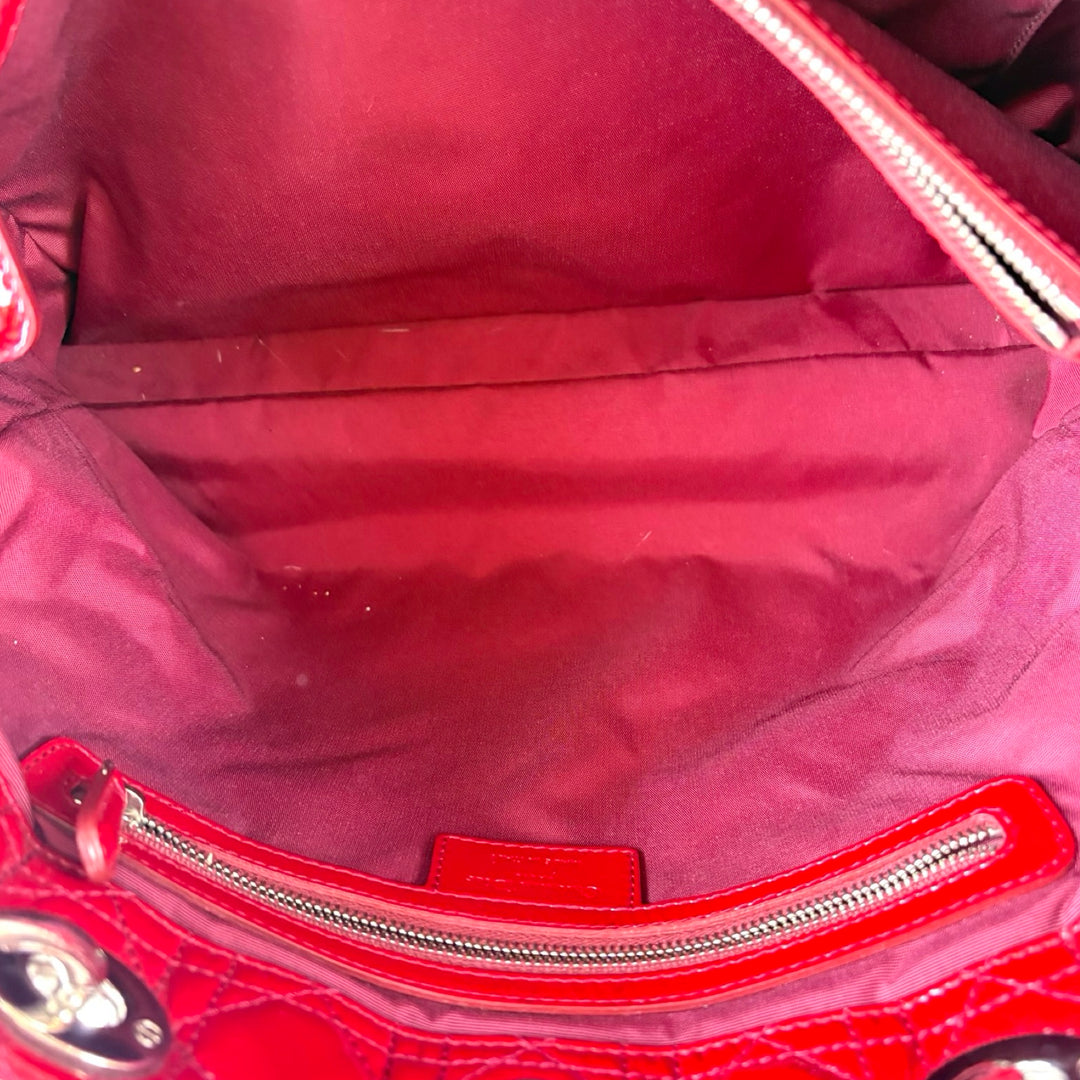 Dior Soft Red Shopping Tote Patent Bag