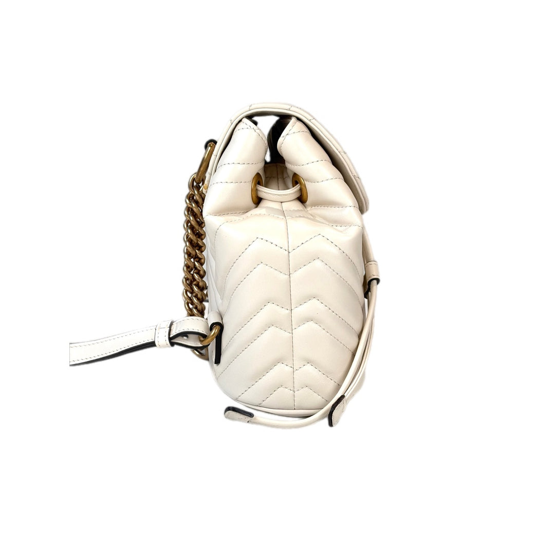 Gucci White Mini Marmont Backpack Bag