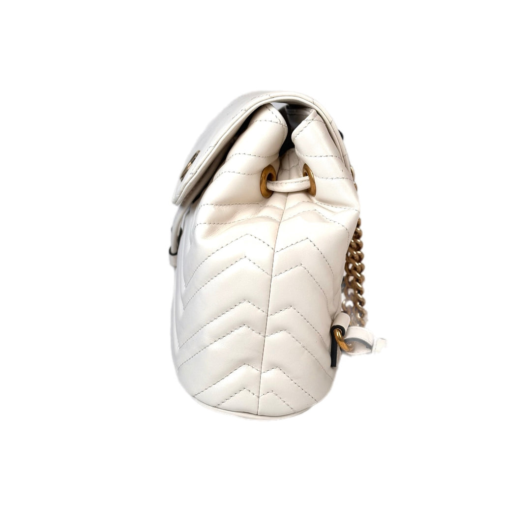 Gucci White Mini Marmont Backpack Bag