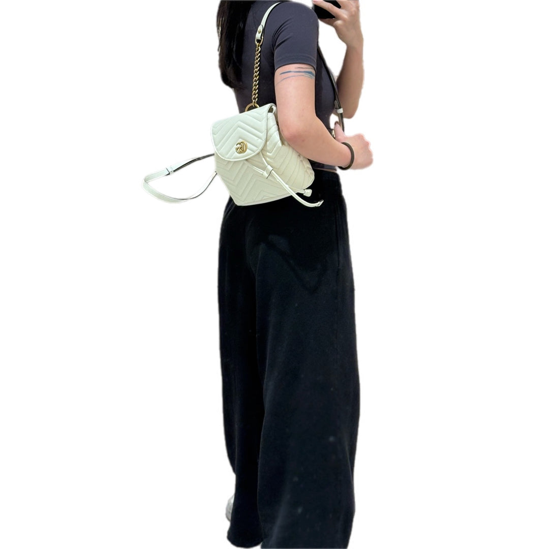 Gucci White Mini Marmont Backpack Bag