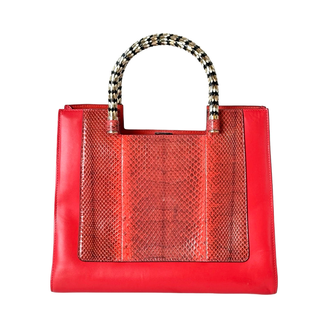 Bvlgari Serpenti Red Scaglie Tote Handle Bag