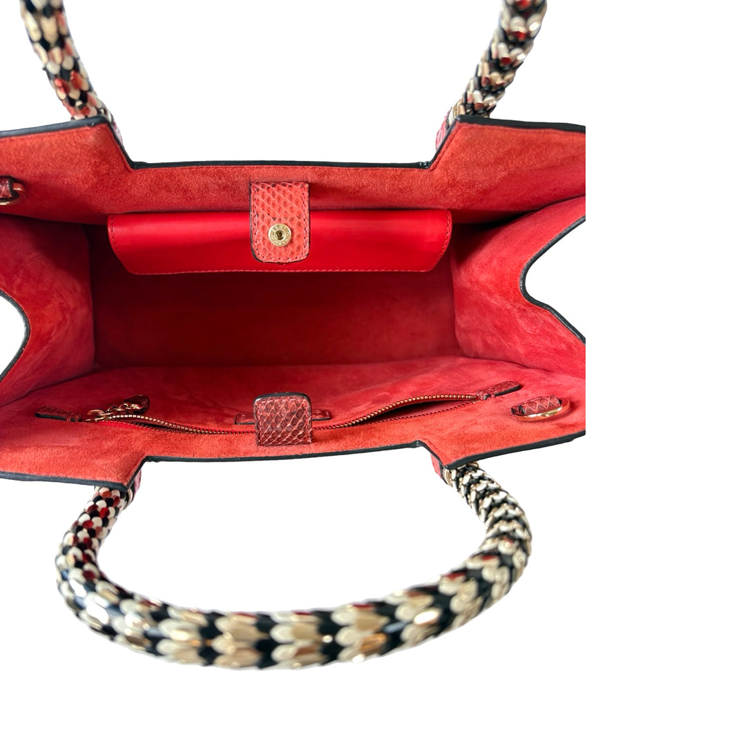 Bvlgari Serpenti Red Scaglie Tote Handle Bag