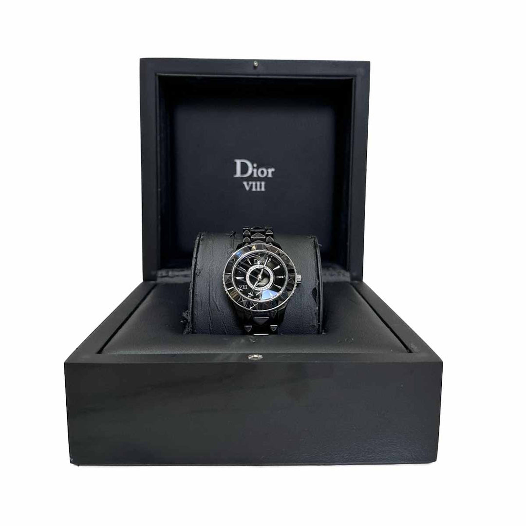 Dior VIII Black Ceramic Watch with Diamonds Auto 34MM