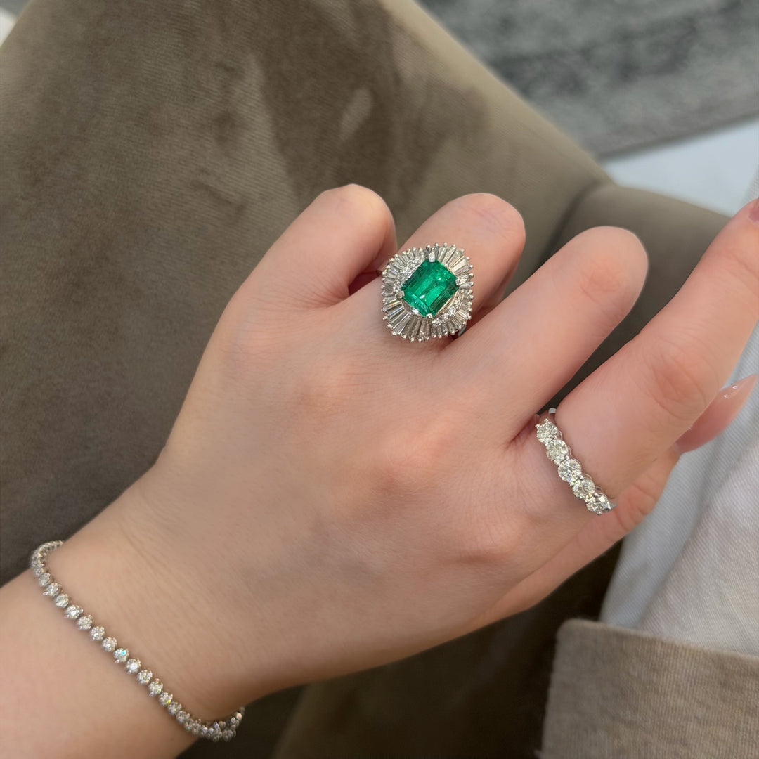 Natural Columbia Emerald Diamond Ring D2.64ct d1.03ct. PT900