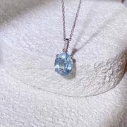 Natural Aquamarine Diamond Necklace D2.30ct d0.02ct,PT900
