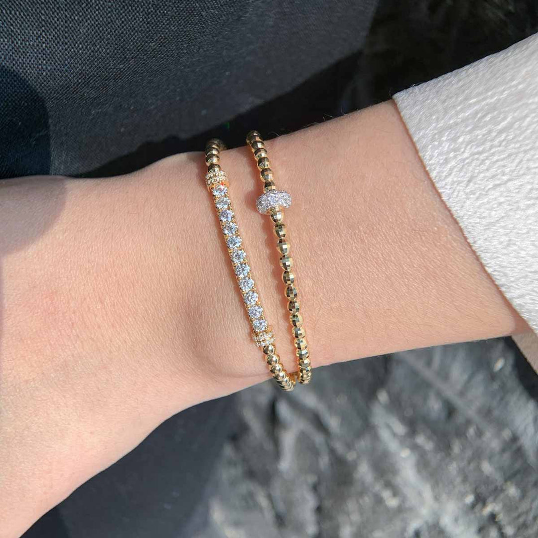 Natural White Diamond Bracelet 0.42ct,18K Yellow Gold