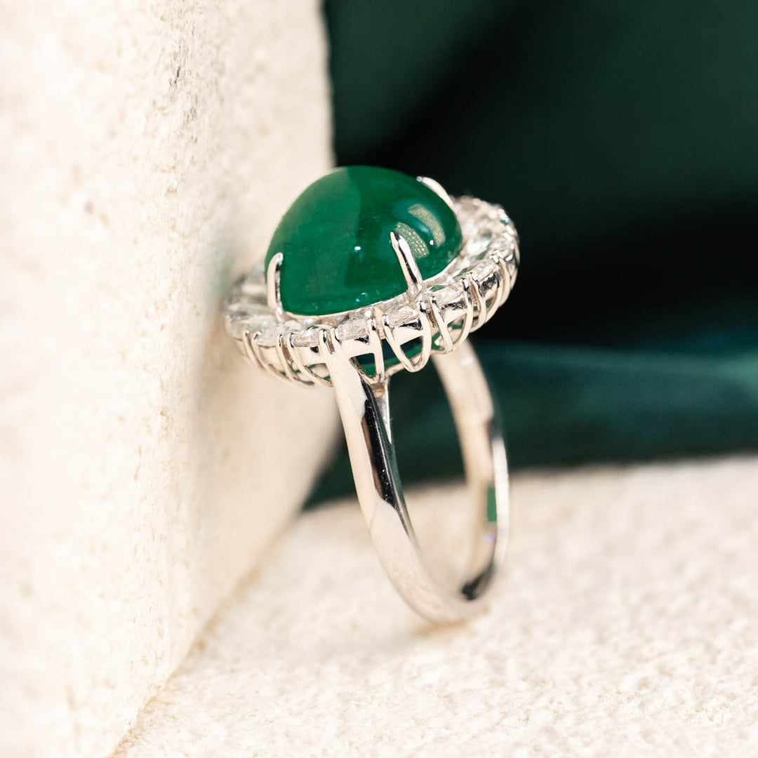 Natural Emerald Diamond Ring D7.4 ct d1.36ct. 18K