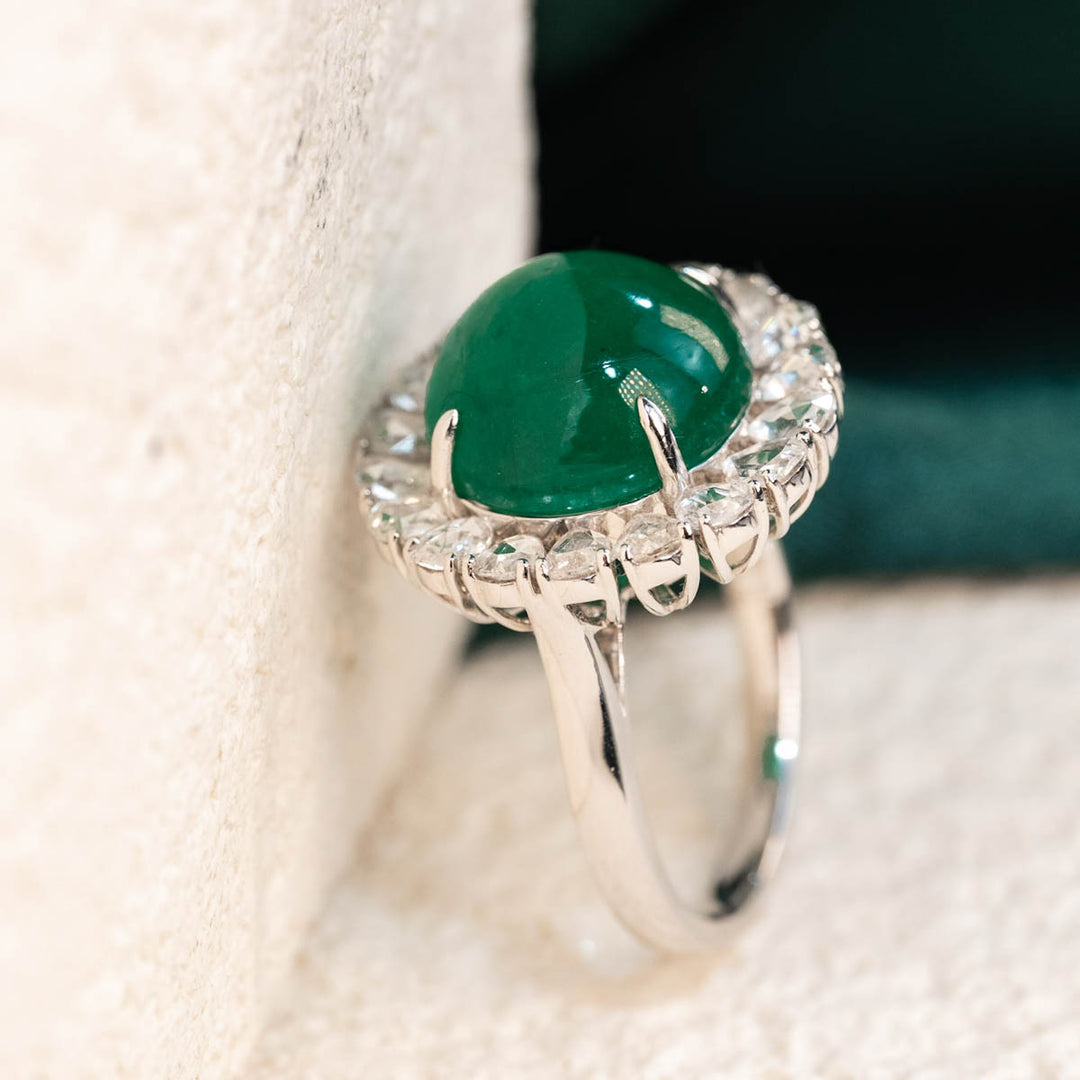 Natural Emerald Diamond Ring D7.4 ct d1.36ct. 18K