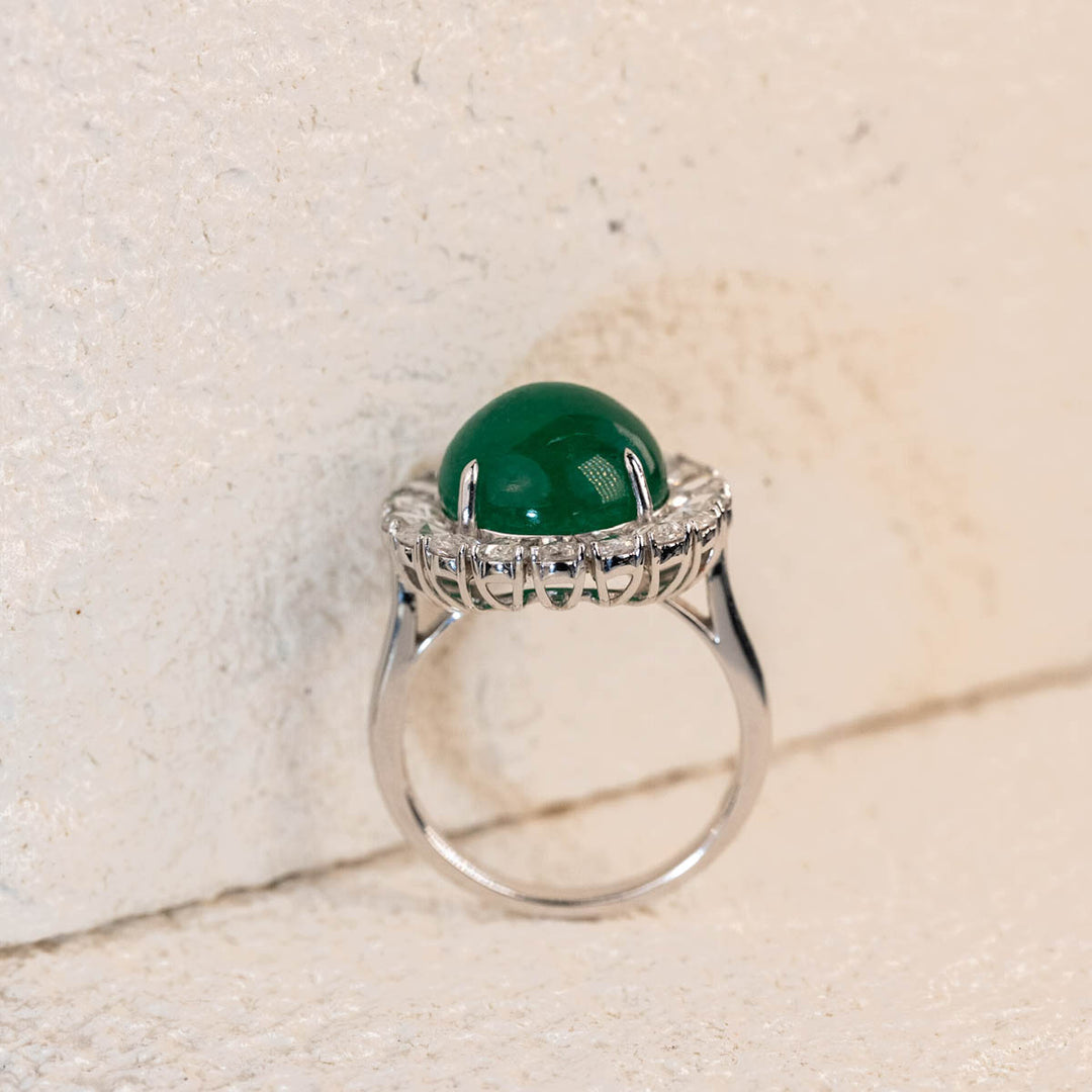 Natural Emerald Diamond Ring D7.4 ct d1.36ct. 18K