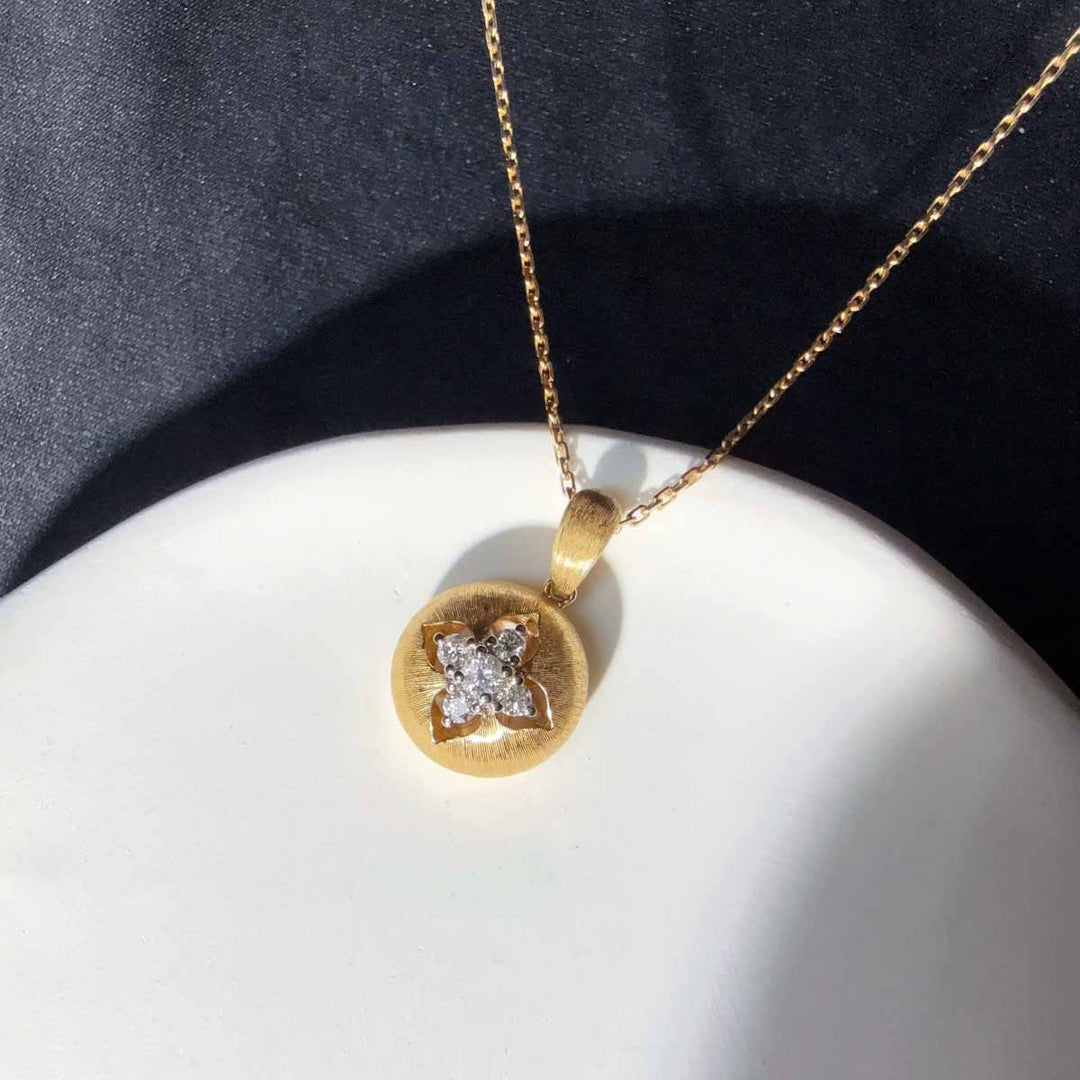 Natural White Diamond Necklace 0.20ct,18K Yellow Gold