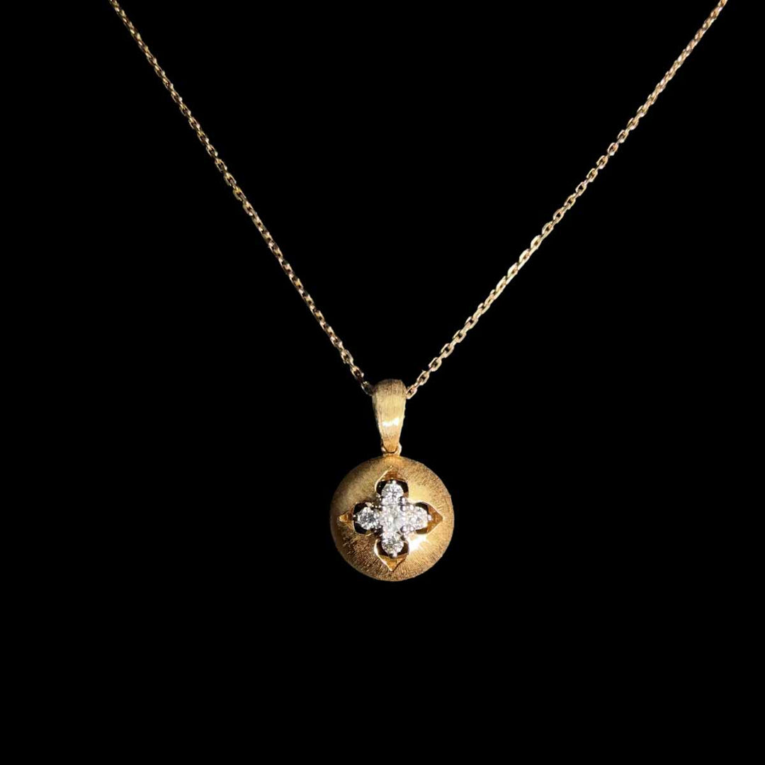 Natural White Diamond Necklace 0.20ct,18K Yellow Gold
