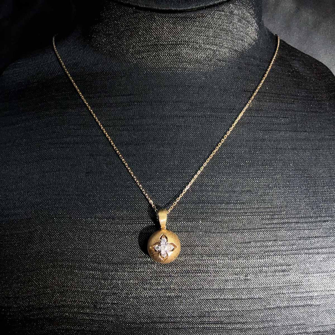 Natural White Diamond Necklace 0.20ct,18K Yellow Gold