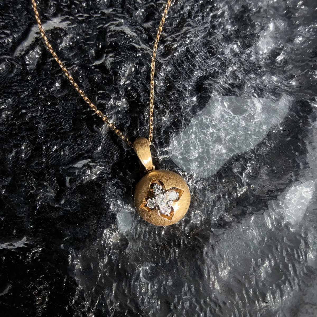 Natural White Diamond Necklace 0.20ct,18K Yellow Gold