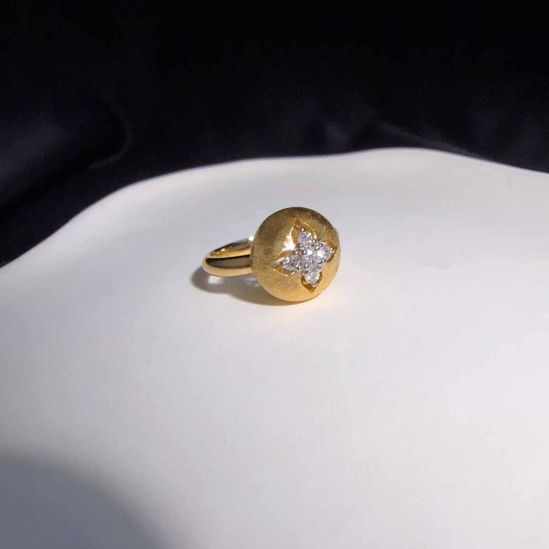 Natural White Diamond Ring 0.20ct,18K Yellow Gold
