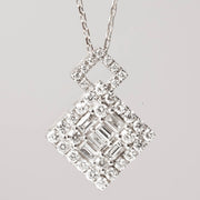 Natural White Diamond Double Rhombuses Necklace D0.45ct,18K