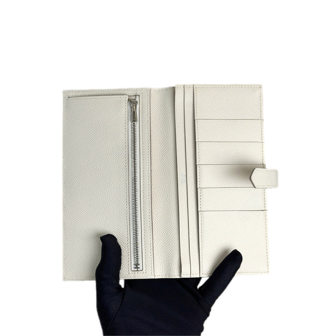 Hermes White Epsom Long Bearn Wallet