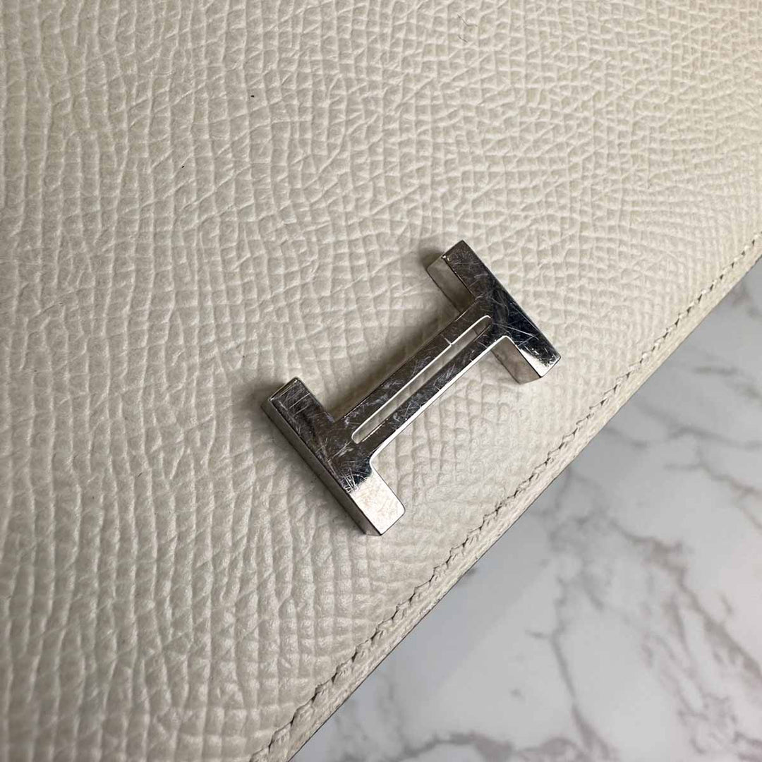 Hermes White Epsom Long Bearn Wallet