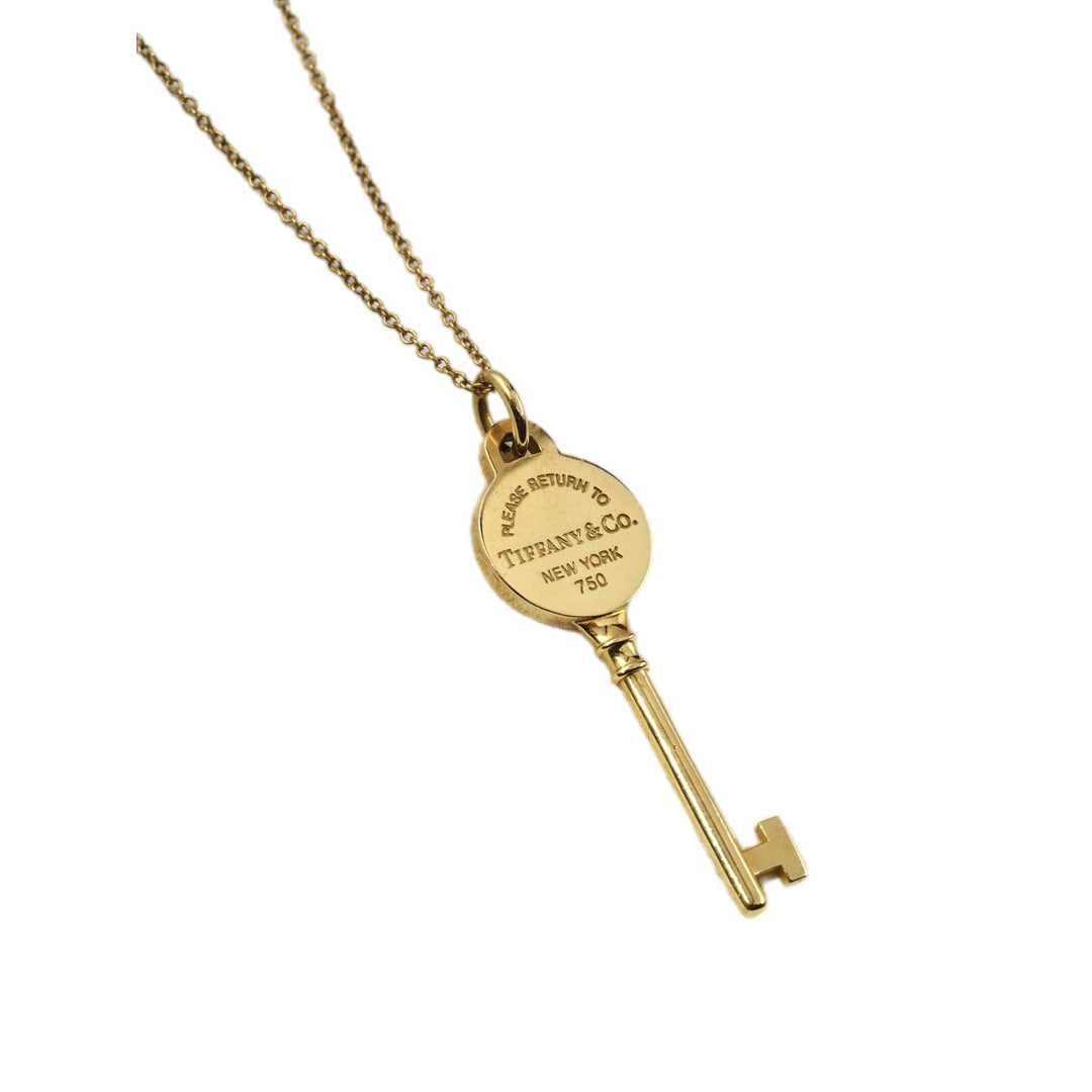 Tiffany Key Pendant 18k Yellow Gold With Chain