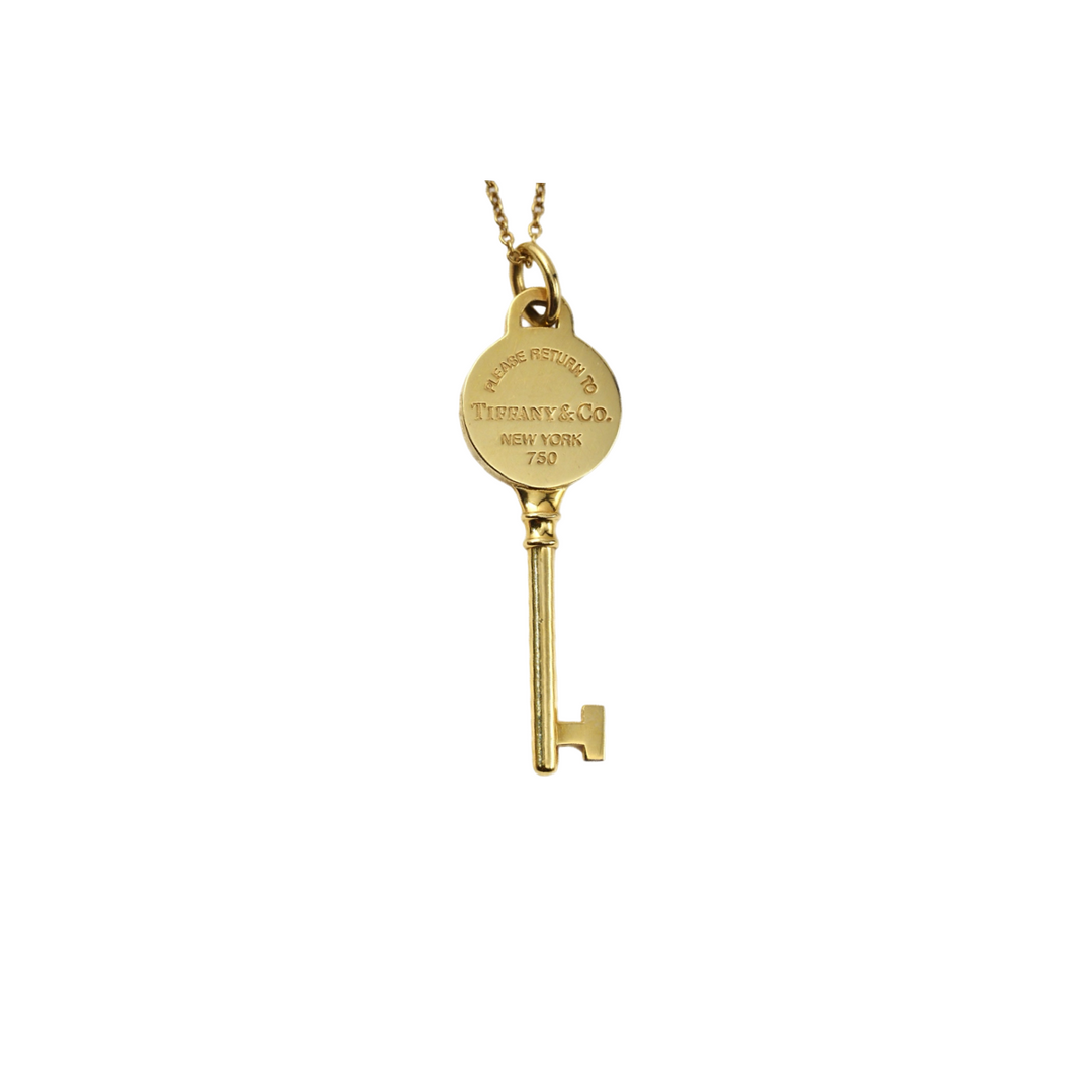 Tiffany Key Pendant 18k Yellow Gold With Chain