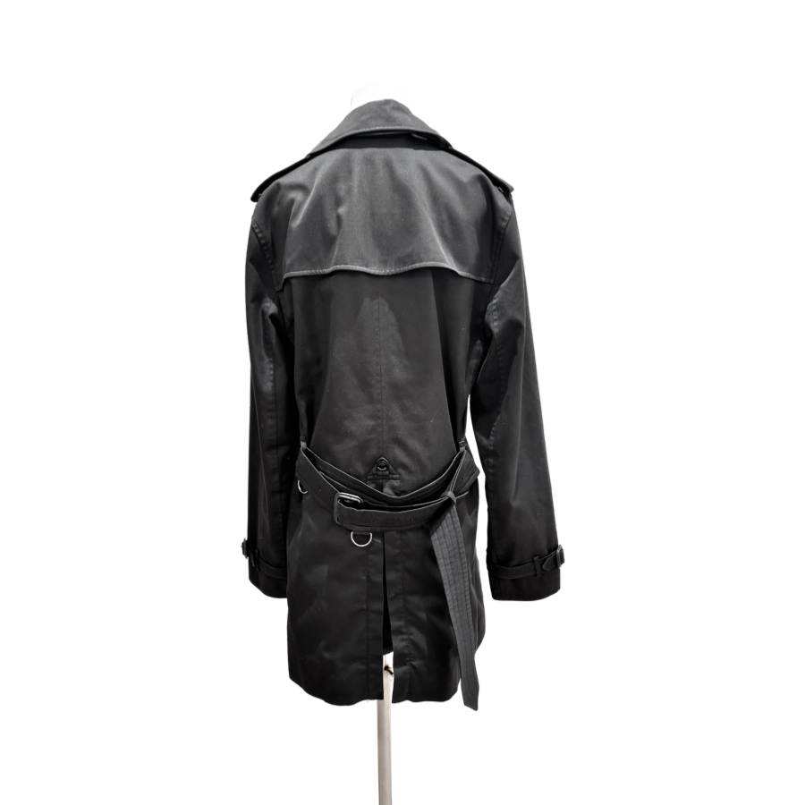 Burberry Black Mid Length Cotton Trench Coat Jacket #48