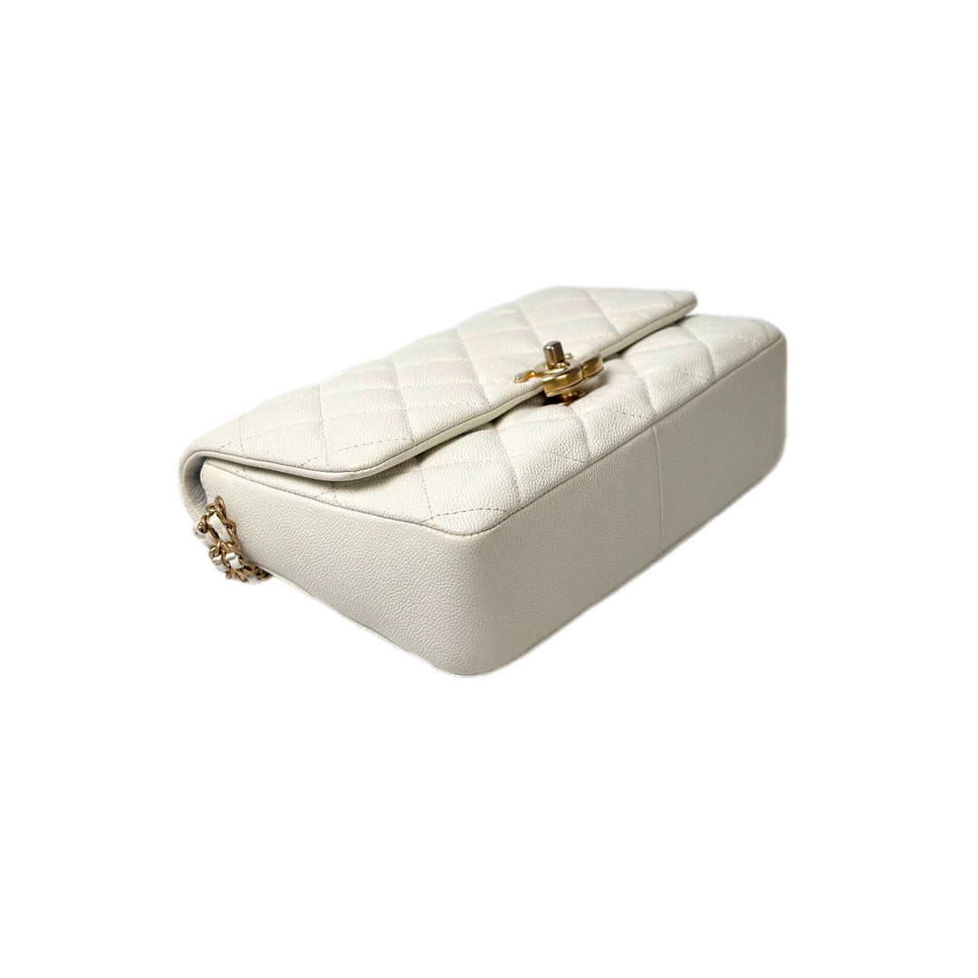 Chanel White Leather Chain Bag