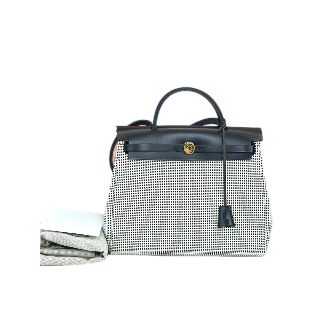 Hermes Herbag  Zip 31 Black/White