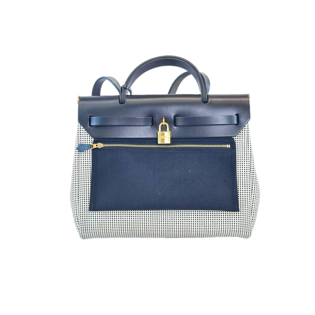 Hermes Herbag  Zip 31 Black/White