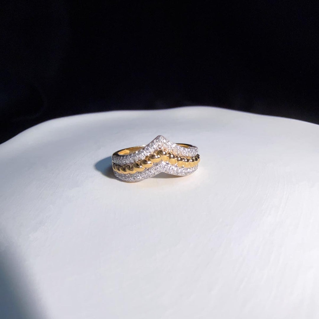 Natural White Diamond Ring 0.32ct,18K Yellow Gold