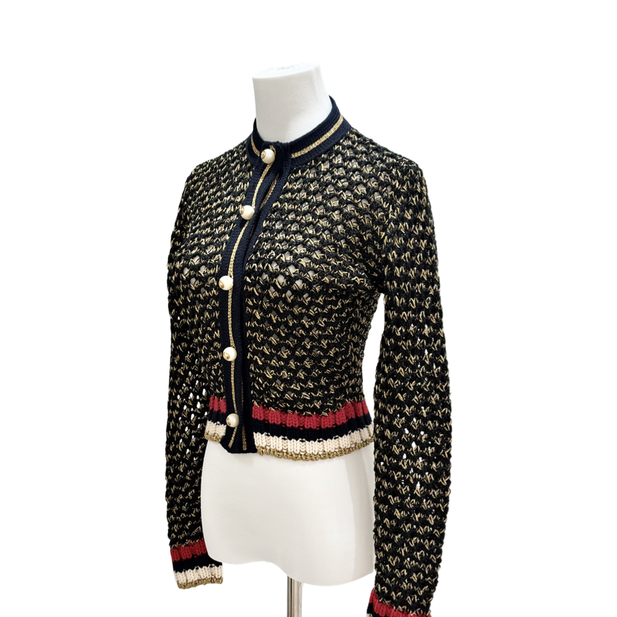 Gucci Metallic Knit Cardigan #S