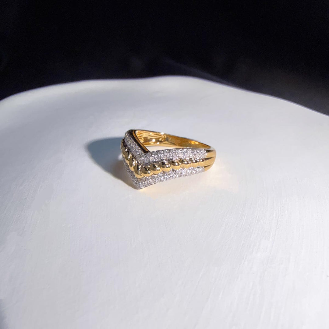 Natural White Diamond Ring 0.32ct,18K Yellow Gold