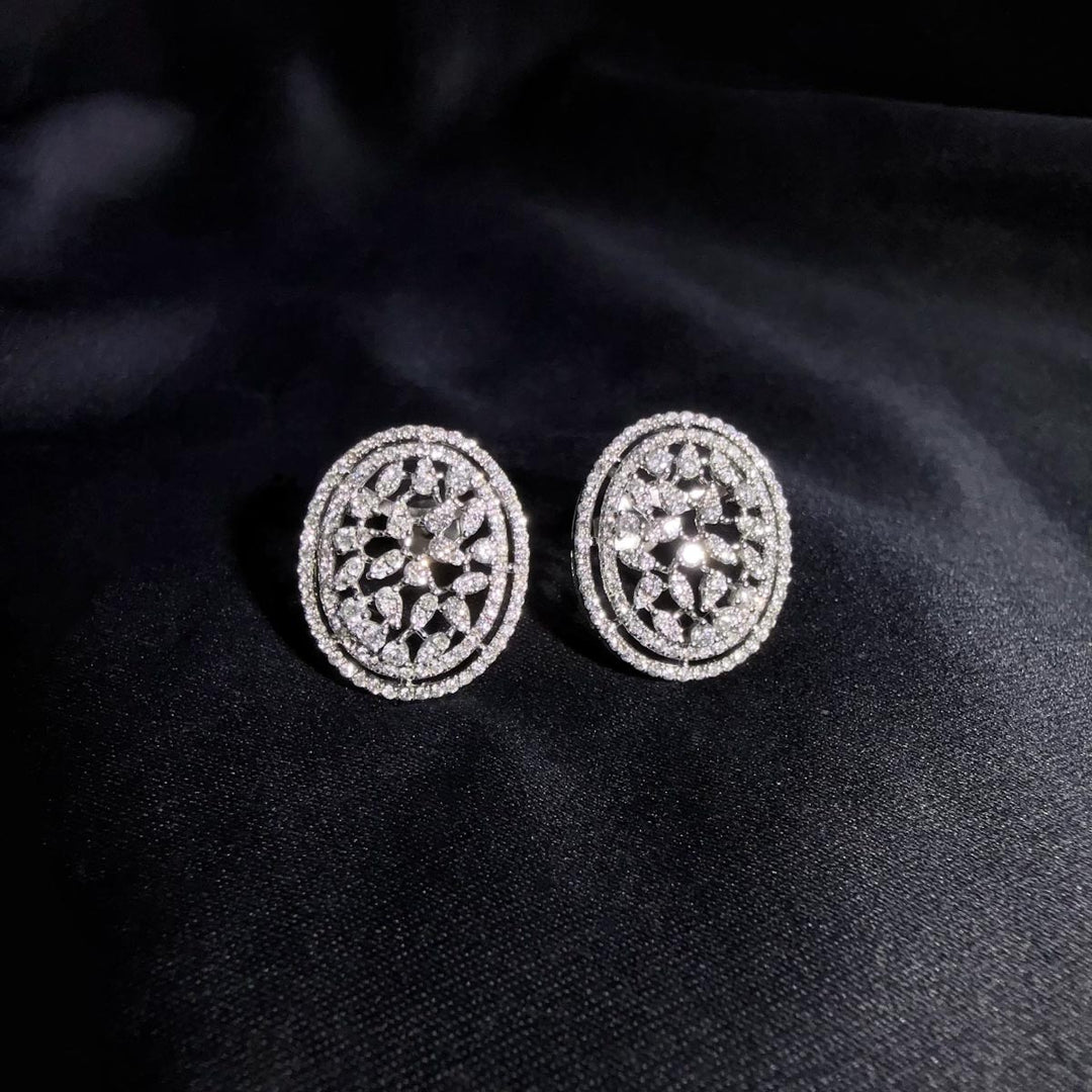 Natural White Diamond Earrings 0.90ct,18K White Gold