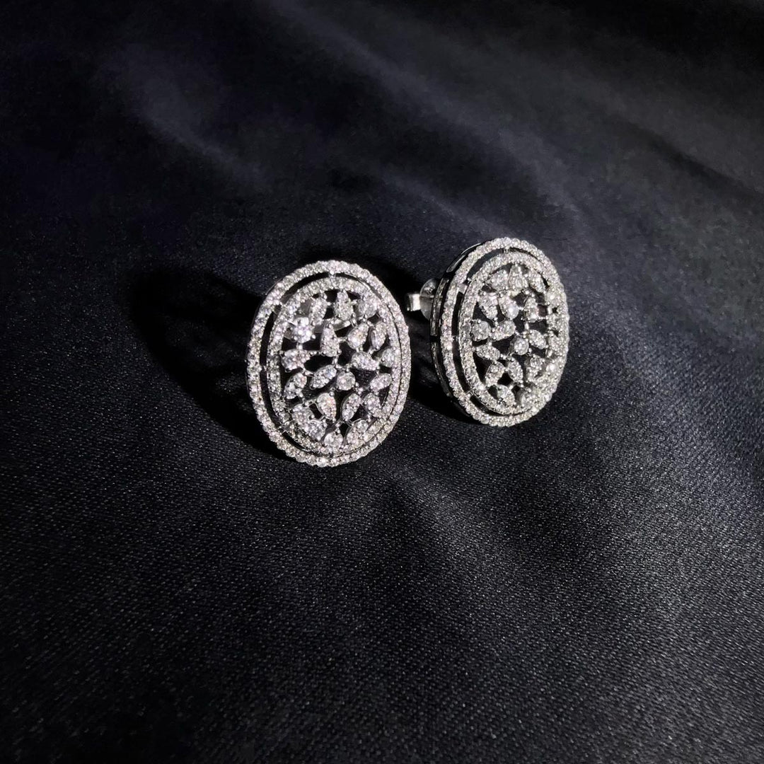 Natural White Diamond Earrings 0.90ct,18K White Gold