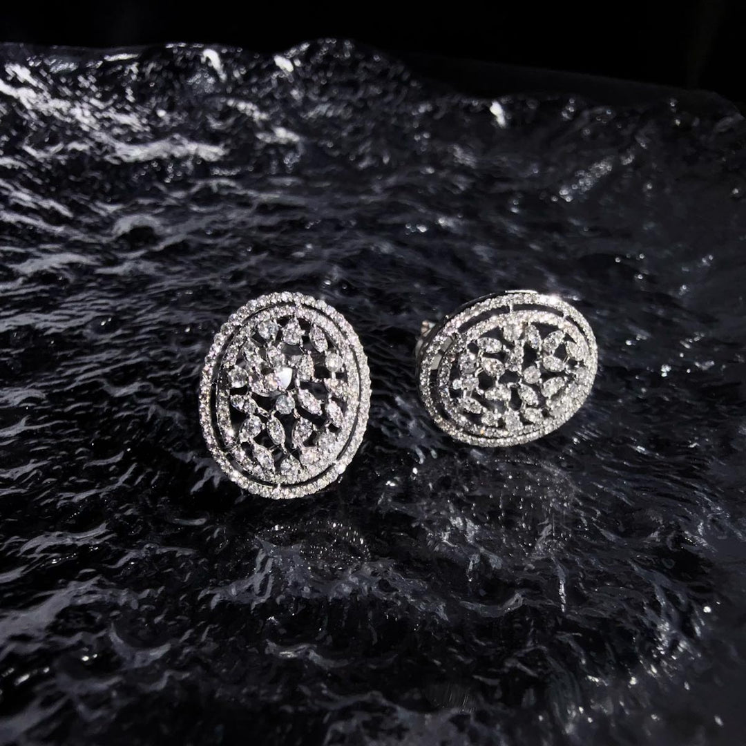 Natural White Diamond Earrings 0.90ct,18K White Gold