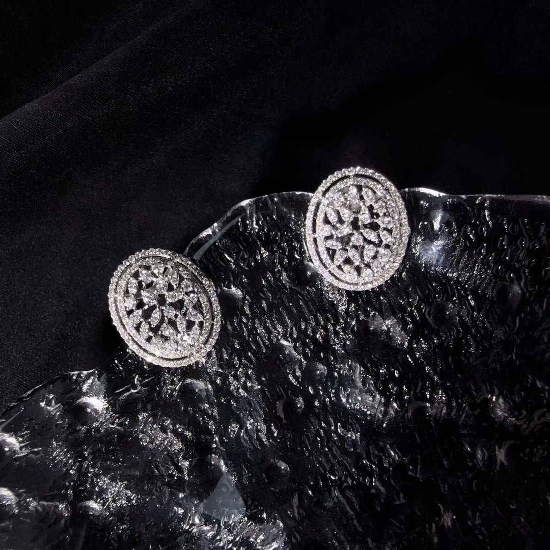 Natural White Diamond Earrings 0.90ct,18K White Gold