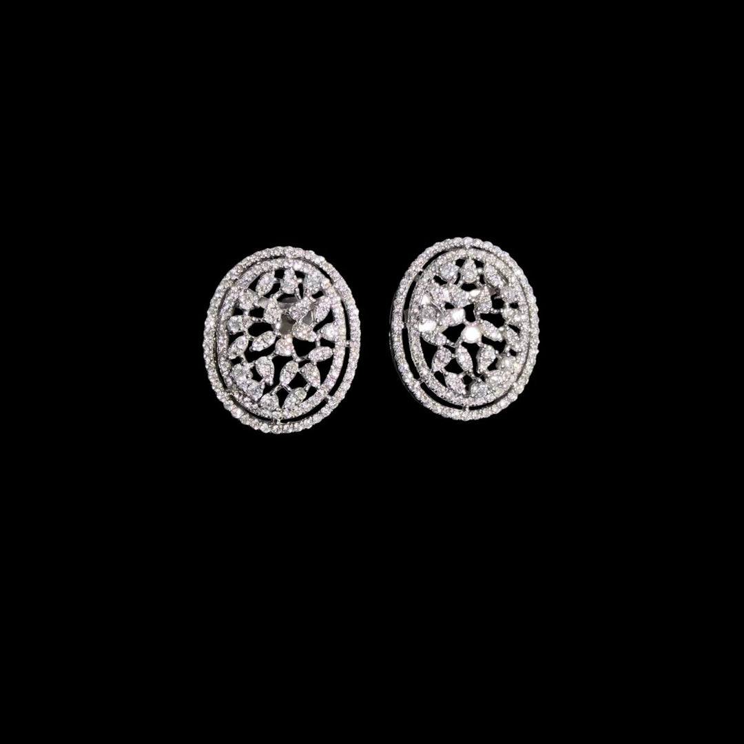 Natural White Diamond Earrings 0.90ct,18K White Gold