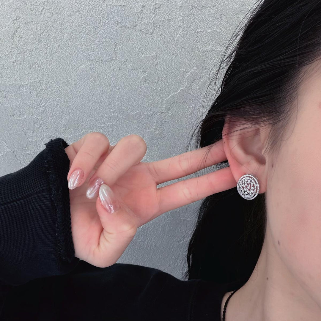 Natural White Diamond Earrings 0.90ct,18K White Gold