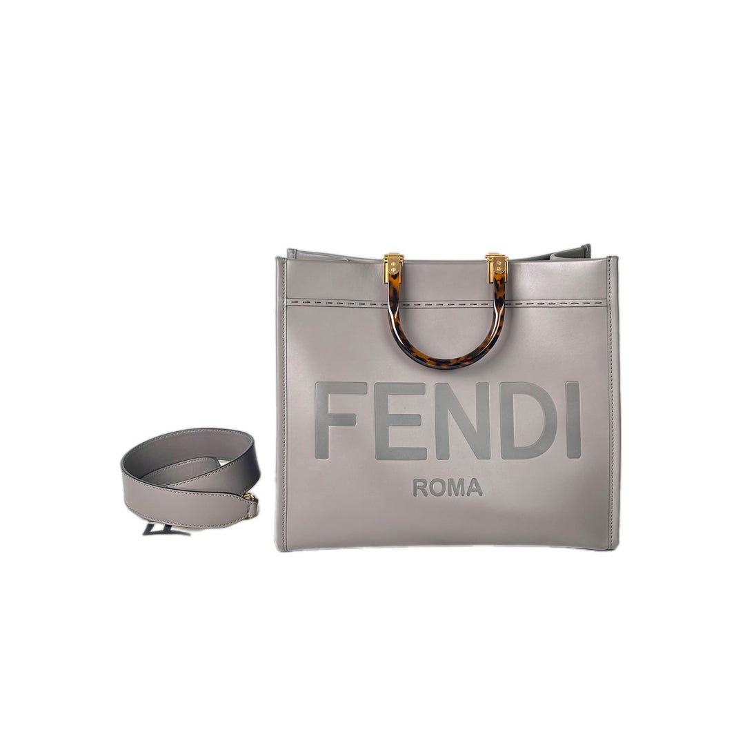 Fendi Grey Sunshine Tote Bag With Strap