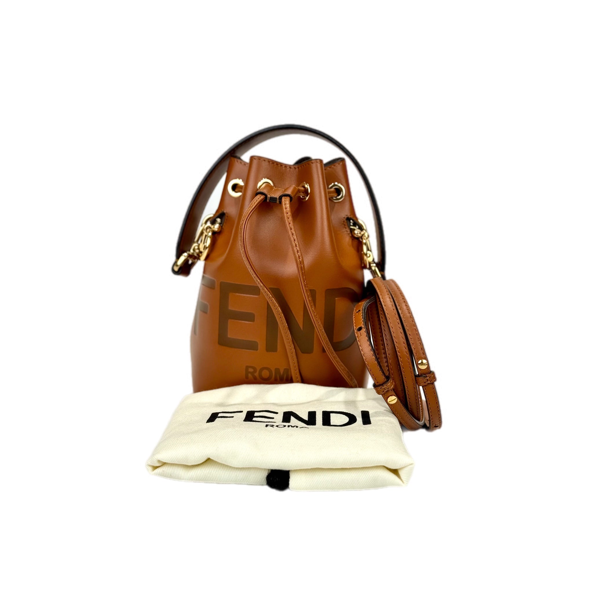 Fendi Tresor Brown Mini Bucket Bag
